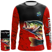 Load image into Gallery viewer, Largemouth Bass Fishing Custom red black long sleeve performance Fishing Shirt, Bass fishing jerseys NQS5071