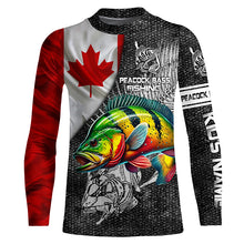 Load image into Gallery viewer, Canadian Flag peacock bass Fishing Custom long sleeve performance Fishing Shirts, bass Fishing jerseys NQS3842