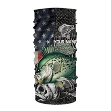 Load image into Gallery viewer, Crappie fishing American flag patriot Customize name Performance Long Sleeve fishing shirts for men NQS2435