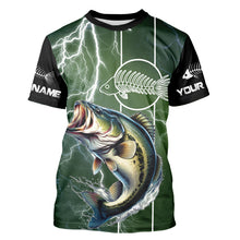 Load image into Gallery viewer, Largemouth Bass Fishing Custom Long sleeve Fishing Shirts, Bass green lightning reaper Fishing jerseys NQS4015