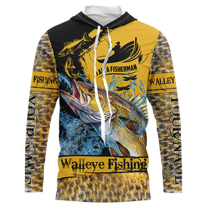I am a fisherman Walleye Fishing Custome sun protection long sleeve fishing shirt for men, women, kid NQS258
