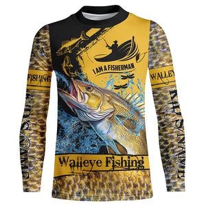 I am a fisherman Walleye Fishing Custome sun protection long sleeve fishing shirt for men, women, kid NQS258