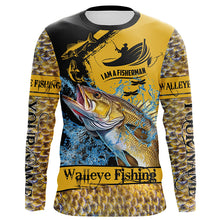 Load image into Gallery viewer, I am a fisherman Walleye Fishing Custome sun protection long sleeve fishing shirt for men, women, kid NQS258