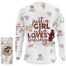 Load image into Gallery viewer, Just a girl who loves fishing Custom Name UV protection pink girls fishing jersey NQS3147