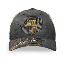 Load image into Gallery viewer, Smallmouth Bass fishing camo custom fishing hat, smallmouth bass baseball cap NQS3884