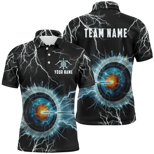 Personalized Thunder Lighting Target Archery 3D Polo Shirts For Men, Custom Archery Team Jerseys VHM1014