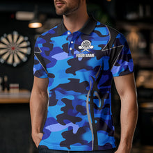 Load image into Gallery viewer, Deer Skull Darts Board Blue Camo Darts Polo, Quarter zip Shirts For Men Custom Team Darts Jersey NQS9635