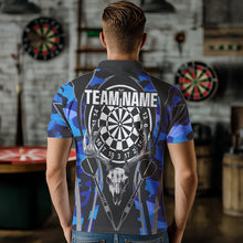 Load image into Gallery viewer, Deer Skull Darts Board Blue Camo Darts Polo, Quarter zip Shirts For Men Custom Team Darts Jersey NQS9635