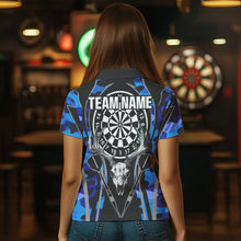 Load image into Gallery viewer, Deer Skull Darts Board Blue Camo Darts Polo, Quarter zip Shirts For Women Custom Team Darts Jersey NQS9635