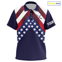 Load image into Gallery viewer, Red, White and Blue American Flag golf polo shirts for Kid Custom Patriotic Kid golf outfit NQS10227
