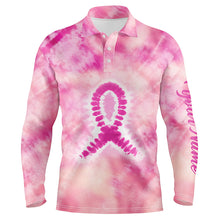 Load image into Gallery viewer, Men golf polo shirts custom pink tie dye breast cancer awareness golf tournament golf tops for men NQS6085