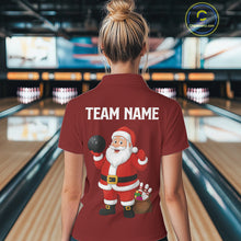 Load image into Gallery viewer, Retro Red argyle pattern Christmas Santa Bowling shirts For Women custom bowling team jerseys Outfits NQS10994