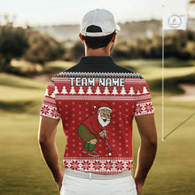 Load image into Gallery viewer, Funny Santa Golf Polo shirts For men Red ugly Christmas pattern Custom mens Christmas golf shirts NQS11000