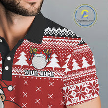Load image into Gallery viewer, Funny Santa Golf Polo shirts For men Red ugly Christmas pattern Custom mens Christmas golf shirts NQS11000