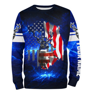 Deer hunting American flag patriotic blue 3d galaxy custom camo deer hunting shirts NQSD18