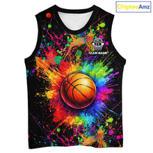 Load image into Gallery viewer, Colorful watercolor Basketball Shirts Custom Basketball jerseys for team, Basketball league shirts NQS11398