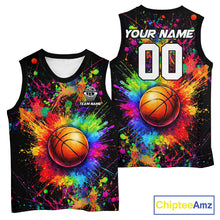 Load image into Gallery viewer, Colorful watercolor Basketball Shirts Custom Basketball jerseys for team, Basketball league shirts NQS11398