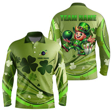 Load image into Gallery viewer, Green shamrock Lucky Men Bowling Polo, Quarter Zip Shirts Custom St Patrick Day Team bowling Shirts NQS9328