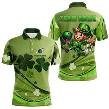 Load image into Gallery viewer, Green shamrock Lucky Men Bowling Polo, Quarter Zip Shirts Custom St Patrick Day Team bowling Shirts NQS9328