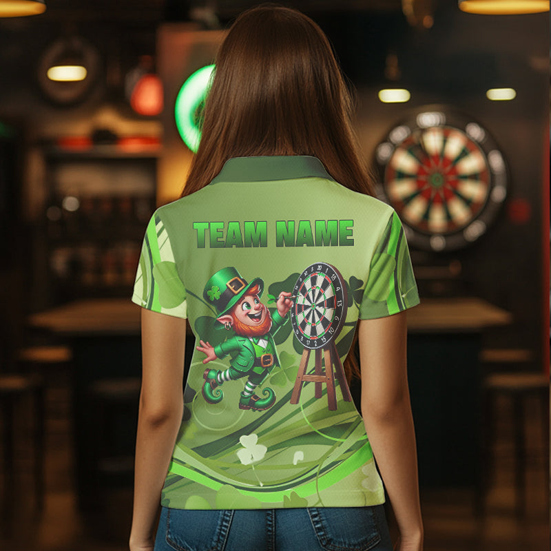 Green shamrock Lucky Dart Polo, Quarter Zip Shirt For Women Custom St Patrick Day Dart Jersey For Team NQS9329