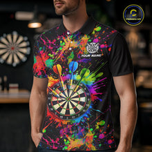 Load image into Gallery viewer, Colorful watercolor Dartboard Shirt for mens Custom Dart jerseys for team, dart league shirts NQS11397