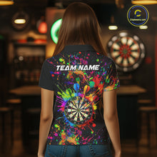 Load image into Gallery viewer, Colorful watercolor Dartboard Shirt for Women Custom Dart jerseys for team, dart league shirts NQS11397