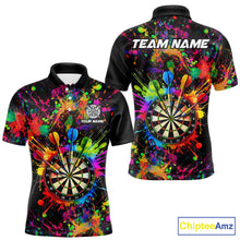 Load image into Gallery viewer, Colorful watercolor Dartboard Shirt for mens Custom Dart jerseys for team, dart league shirts NQS11397