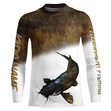 Load image into Gallery viewer, Flathead Catfish fishing scales customize name tournament fishing shirts personalized fishing gifts NQS209