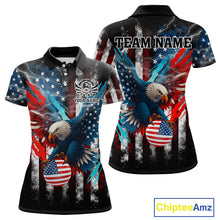 Load image into Gallery viewer, Personalized American Flag Eagle Lightning Thunder Golf Polo Shirts For Women, Patriotic Golfing Gift NQS11717