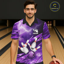 Load image into Gallery viewer, Purple Storm Lightning Thunder Bowling Button-up Shirt Custom Hawaiian Bowling Team Jersey NQS11720