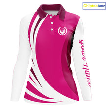 Load image into Gallery viewer, Women golf polo shirt custom name pink and white golf shirt, team golf shirts ladies NQS9846
