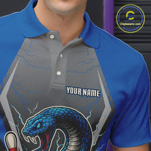 Load image into Gallery viewer, Blue Lightning Thunder Cobra Snake Custom Bowling Shirts For Men, Bowling Team Shirt With Names NQS9851