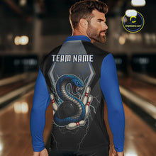Load image into Gallery viewer, Blue Lightning Thunder Cobra Snake Custom Bowling Shirts For Men, Bowling Team Shirt With Names NQS9851