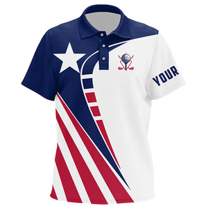 Personalized red, white and blue golf polos shirts for Kid Texas flag custom patriot Kid golf wears NQS7582