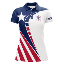 Load image into Gallery viewer, Personalized red, white and blue golf polos shirts for ladies Texas flag custom patriot golf wears NQS7582
