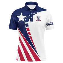 Load image into Gallery viewer, Personalized red, white and blue golf polos shirts for mens custom Texas flag patriot golf wears NQS7582