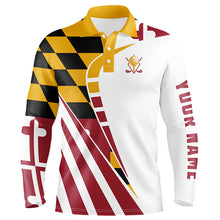 Load image into Gallery viewer, Personalized golf polos shirts for mens custom Maryland flag patriot golf wears NQS7583
