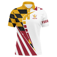 Load image into Gallery viewer, Personalized golf polos shirts for mens custom Maryland flag patriot golf wears NQS7583