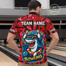 Load image into Gallery viewer, Funny Red Camo Shark Men Bowling Polo, Quarter Zip Shirts Custom Team Shark Bowling Outfit Jersey NQS10076