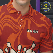 Load image into Gallery viewer, Orange camo flame Bowling polo, quarter zip shirts for men custom Halloween Bowling team jerseys NQS10395
