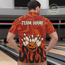 Load image into Gallery viewer, Orange camo flame Bowling polo, quarter zip shirts for men custom Halloween Bowling team jerseys NQS10395