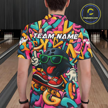 Load image into Gallery viewer, Funny colorful graffiti pattern Bowling Team Polo, 1/4 Zip Shirt For Men Custom Mens Bowling Jersey NQS10823