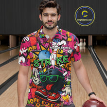 Load image into Gallery viewer, Funny pink graffiti pattern Bowling Team Polo, 1/4 Zip Shirt For Men Custom Mens Bowling Jersey NQS10824