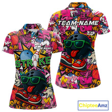Load image into Gallery viewer, Funny pink graffiti pattern Bowling Team Shirt For Women Custom Ladies Bowling Jersey NQS10824