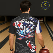 Load image into Gallery viewer, Custom button-up bowling shirts US Flag patriotic team bowling league shirts NQS11409
