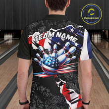 Load image into Gallery viewer, Custom bowling polo shirts, 1/4 zip shirts for men, US Flag patriotic team bowling league shirts NQS11409