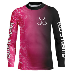 Pink black ocean camo fishing fish on Custom long sleeve performance Fishing jerseys NQS6101