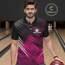 Load image into Gallery viewer, Pink and Black Bowling Shirts For Men Custom Name and Team name  Bowling Jerseys Bowlers Outfit NQS11001