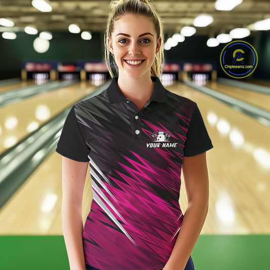 Pink and Black Bowling Shirts For Women Custom Name and Team name  Bowling Jerseys Bowlers Outfit NQS11001