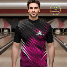 Load image into Gallery viewer, Pink and Black Bowling Shirts For Men Custom Name and Team name  Bowling Jerseys Bowlers Outfit NQS11001
